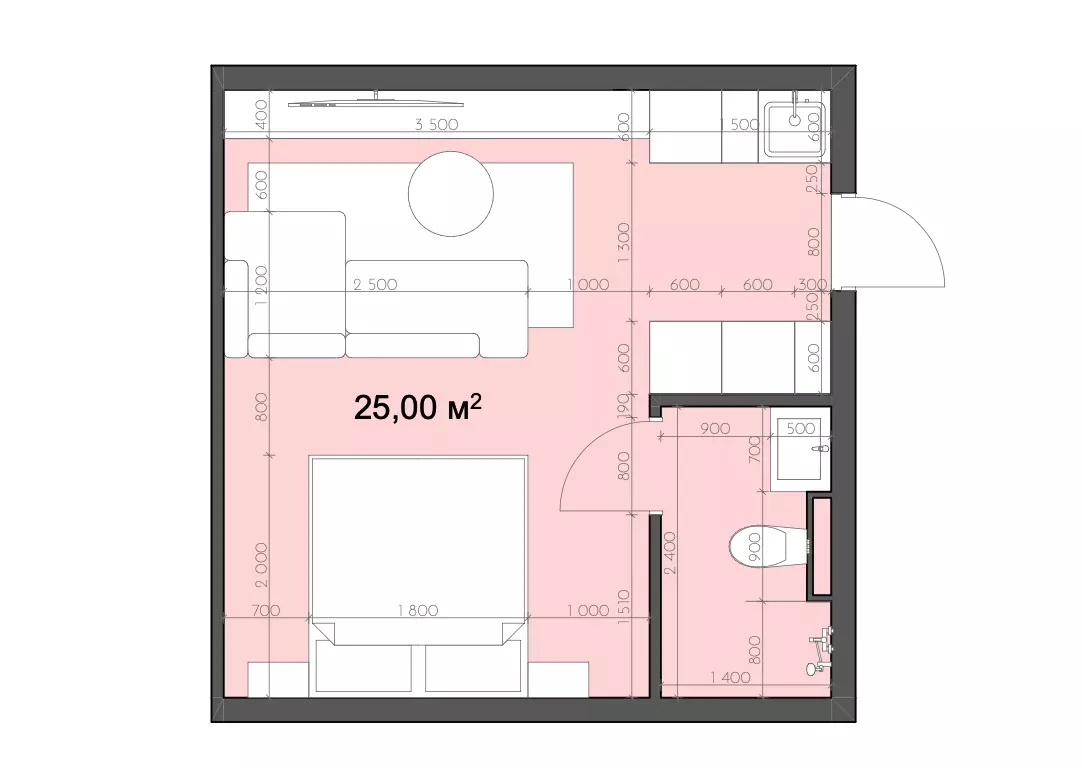 Studio apartment 32 m² Ungasan, Indonesia