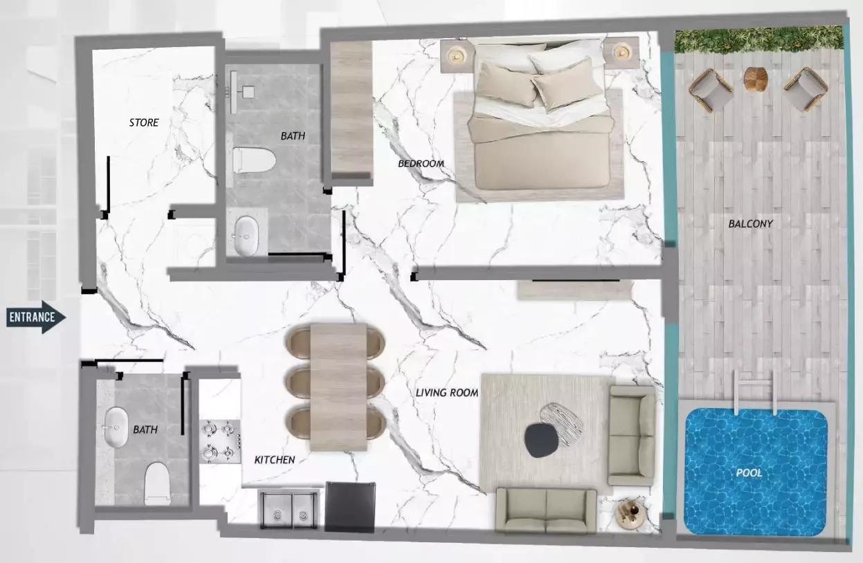 Квартира 2 комнаты 70 м² Дубай, ОАЭ