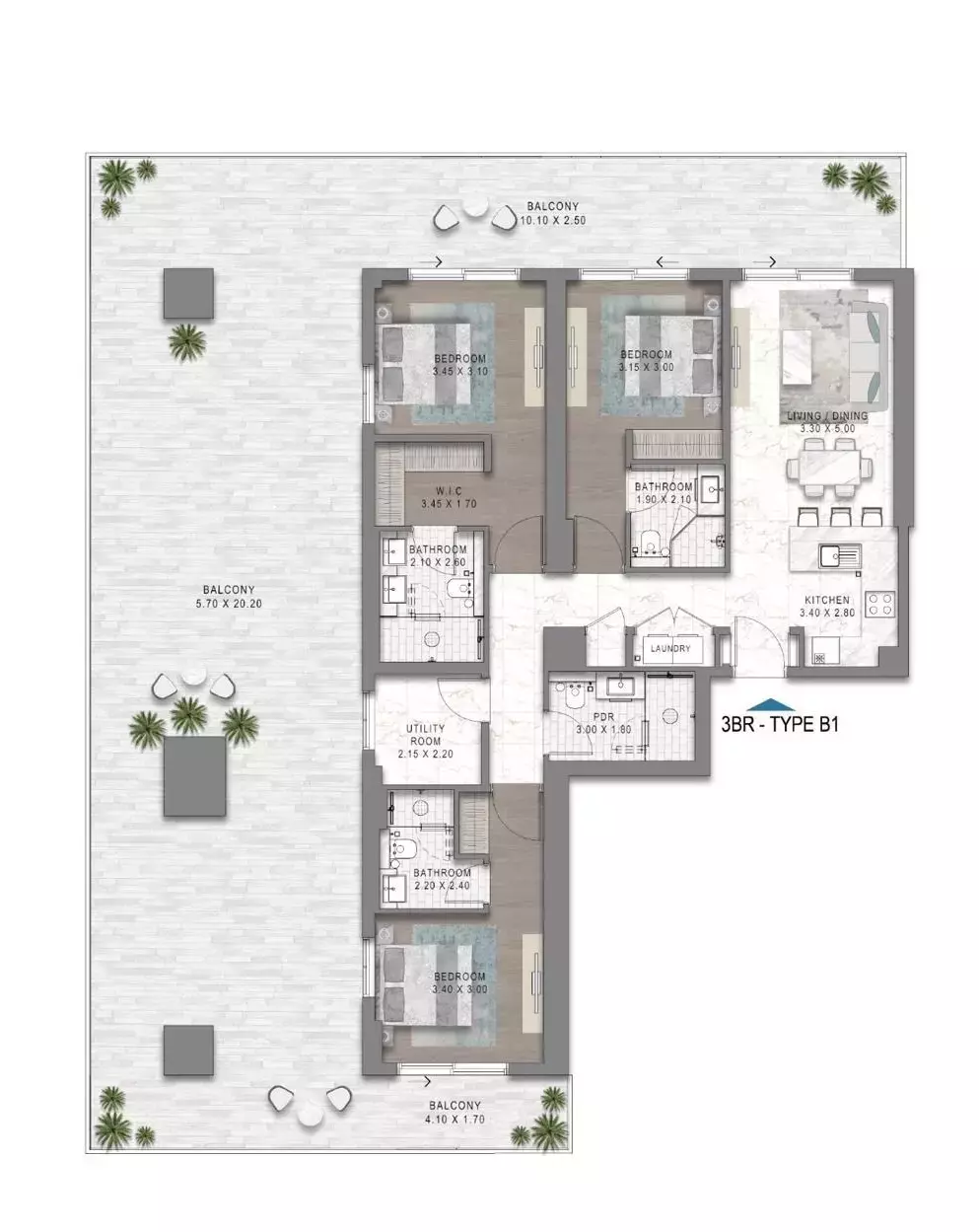 Квартира 4 комнаты 188 м² Дубай, ОАЭ