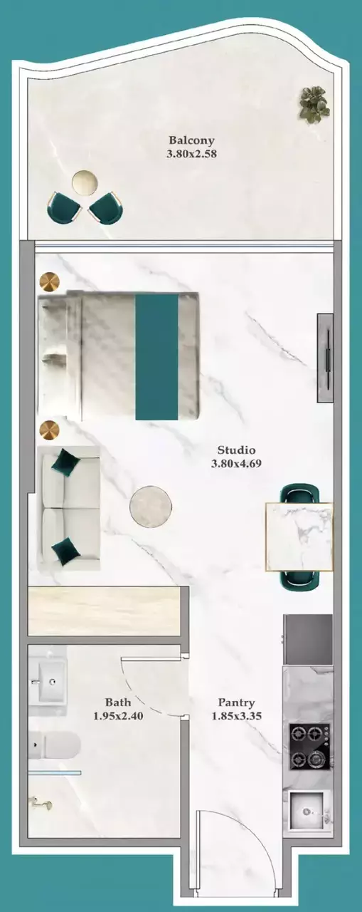 Студия 34 м² Дубай, ОАЭ