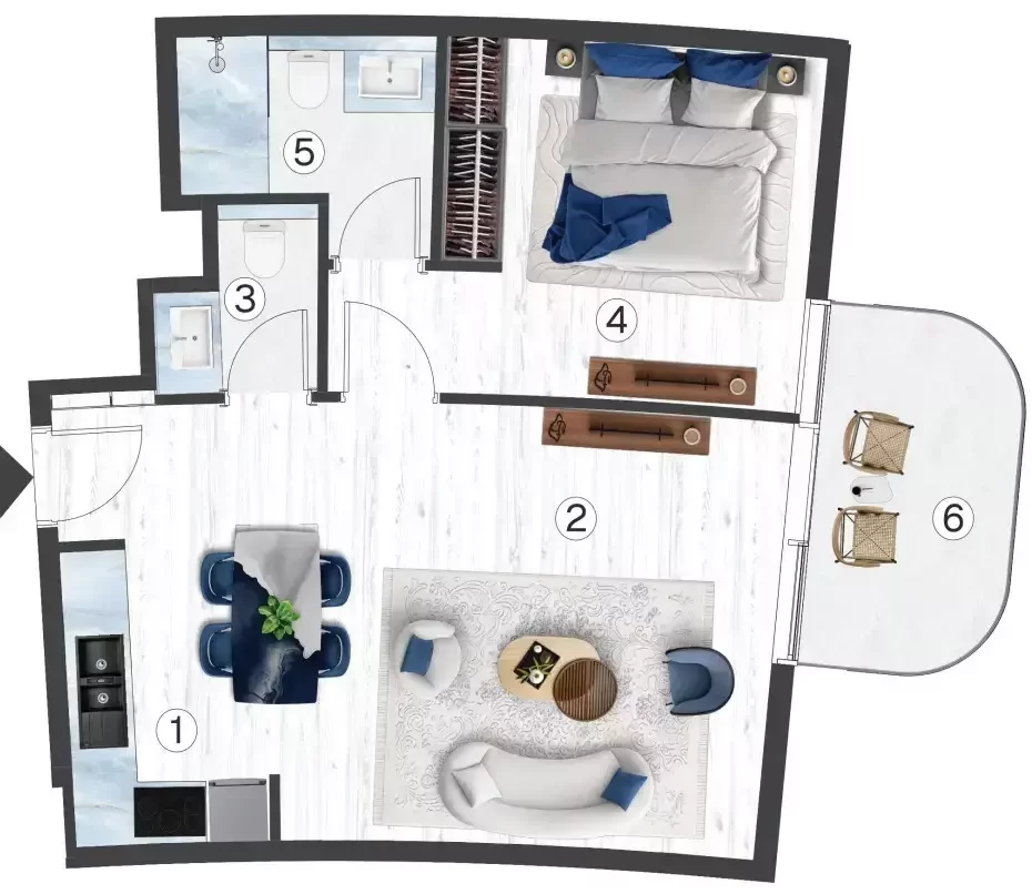 Mieszkanie 2 pokoi 57 m² Ras al-Chajma, Emiraty Arabskie