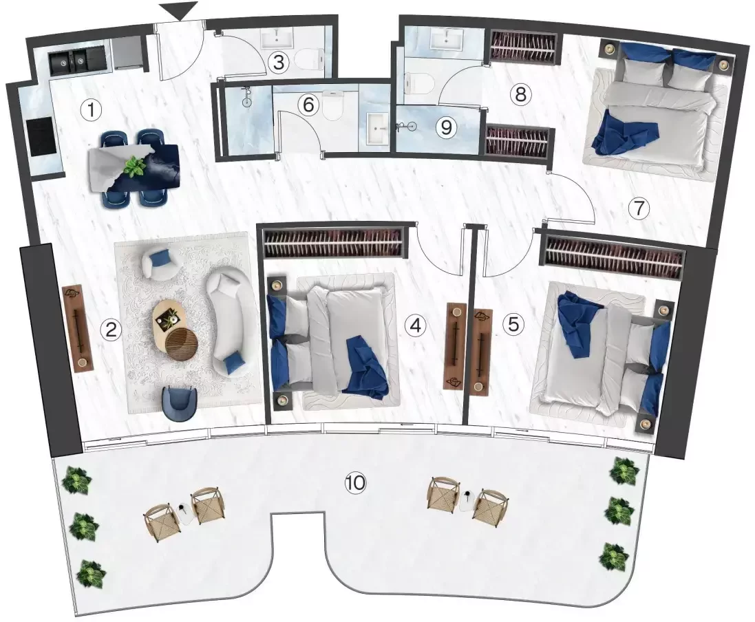 Квартира 3 комнаты 128 м² Рас-эль-Хайма, ОАЭ